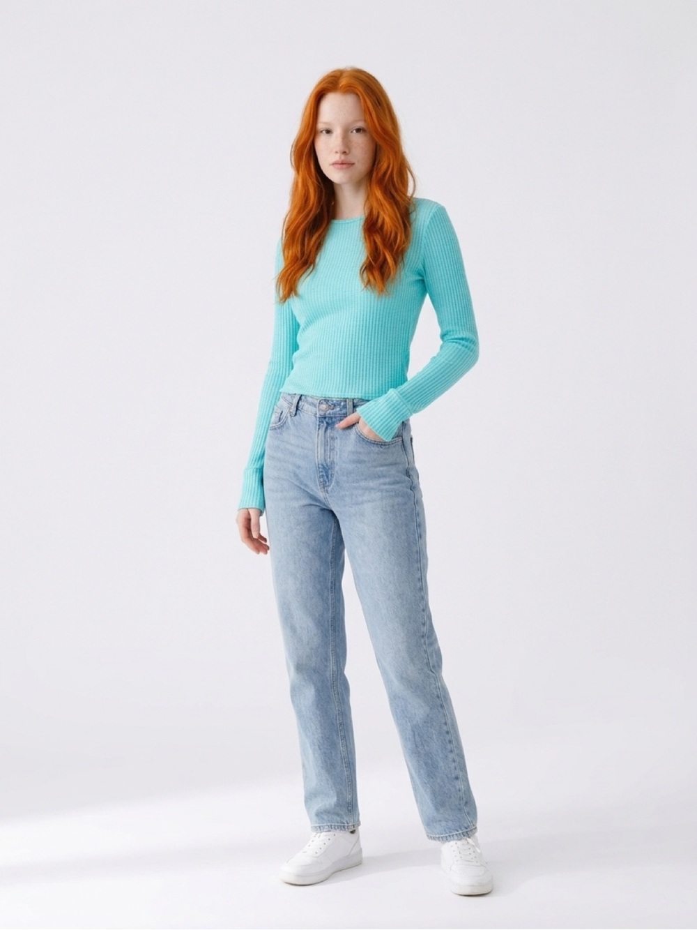 PrettyLittleThing Light Blue Straight Leg Jeans